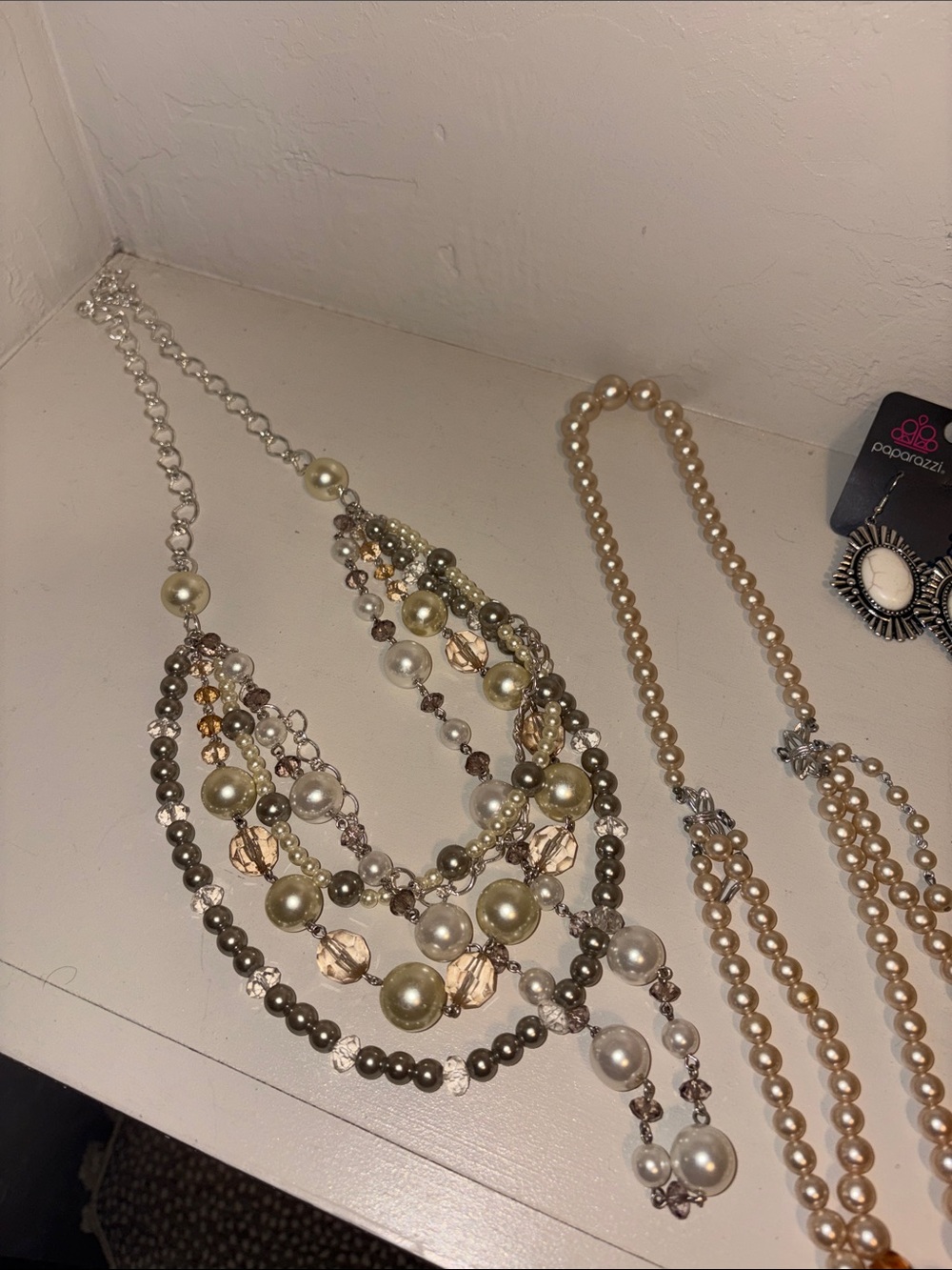 paparazzi Cream and Gold Layered Necklace Collection - Picture 2 of 5